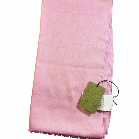 Gucci Accessories - Gucci Soft Pink Logo Scarf